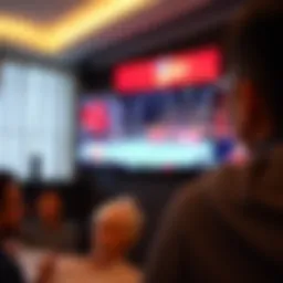 Live badminton match on screen