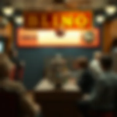 Historical depiction of a traditional bingo game setting