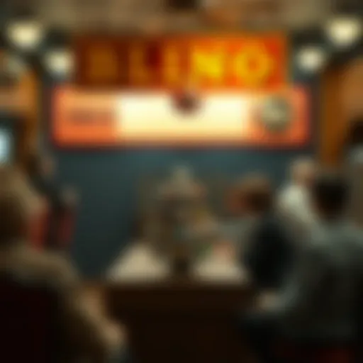 Historical depiction of a traditional bingo game setting