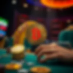 Bitcoin gambling concept with virtual currency