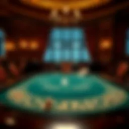 A vintage blackjack table in a luxurious casino setting