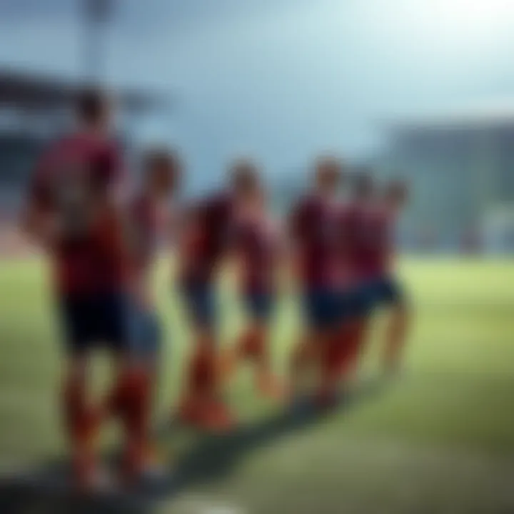Cagliari Calcio Players Tactical Formation Cagliari Calcio players in a tactical formation on the field