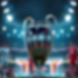 The iconic Champions League trophy showcased prominently