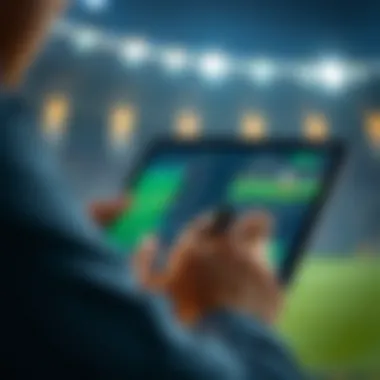 User engaging with a cricket betting app on a tablet