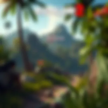 A vibrant scene from Dead Island 2 showcasing the game’s lush environment and zombie-infested landscape