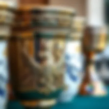 Close-up of decorative elements on a Greek cup
