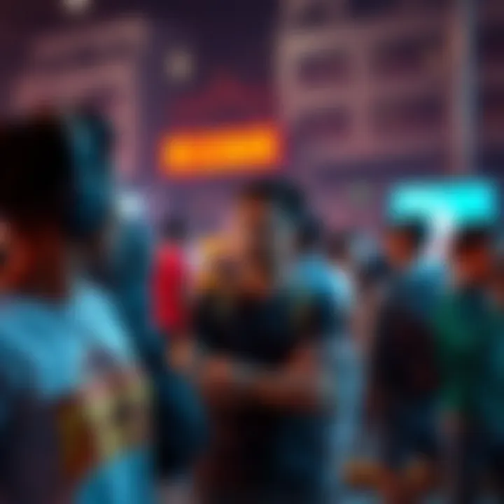 A vibrant illustration of the Division Mobile community engaging with each other.