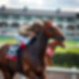 A jockey skillfully guiding a racehorse during a high-stakes race.