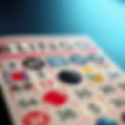 A vibrant bingo card showcasing unique patterns and numbers