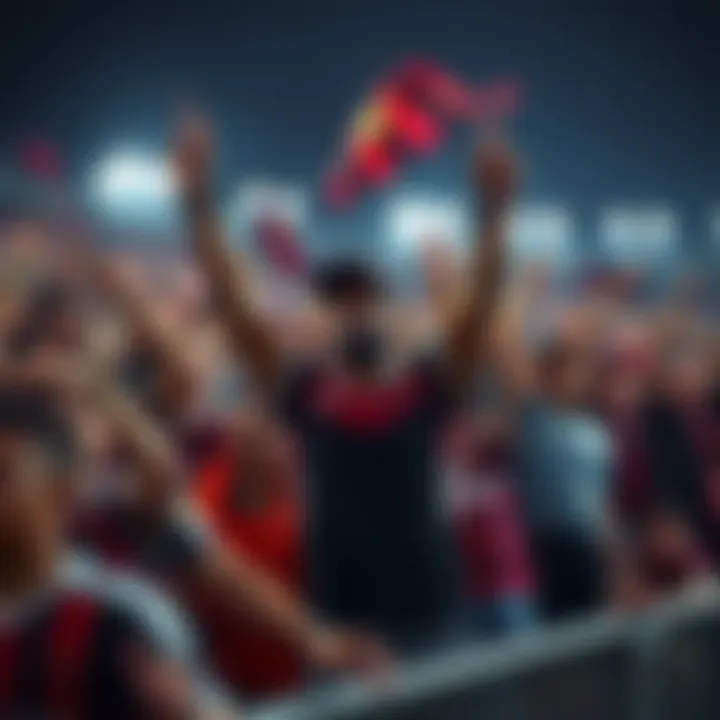 Celebration of fans during a home game