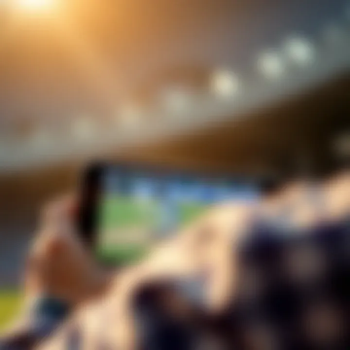 Live Cricket on Mobile A smartphone displaying a live cricket match