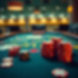 Table setup for online blackjack with cards and chips