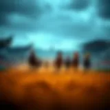 A digital racetrack showcasing various horse racing events