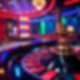 A close-up view of a live roulette table with vibrant colors and dynamic lighting.
