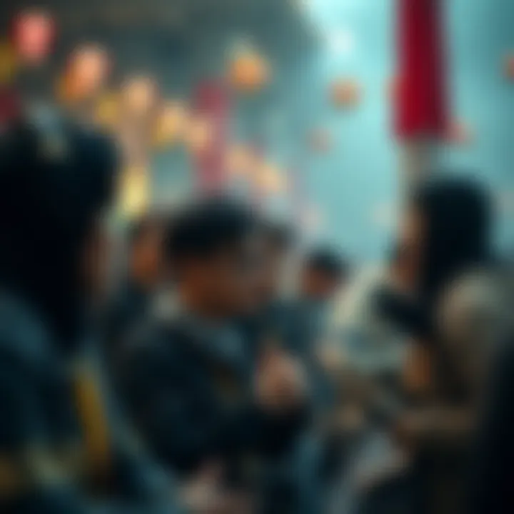 Players engaging in a vibrant community event