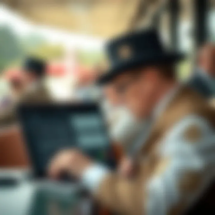 Analyzing Odds at Royal Ascot A person analyzing racing statistics and odds on a laptop