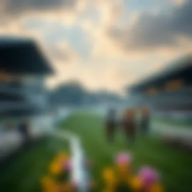 Royal Ascot Racecourse Scenery A scenic view of the Royal Ascot racecourse in full swing