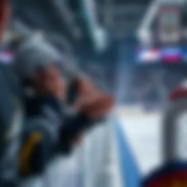 Current Russian Hockey League Action Contemporary Russian hockey league match with fans cheering