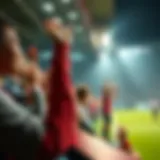 Exciting soccer betting scene with fans cheering