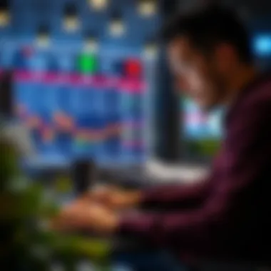 Analyzing Current Betting Trends A person analyzing betting trends on a laptop