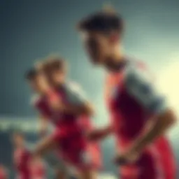 A dynamic portrayal of U21 England football players in action during a match